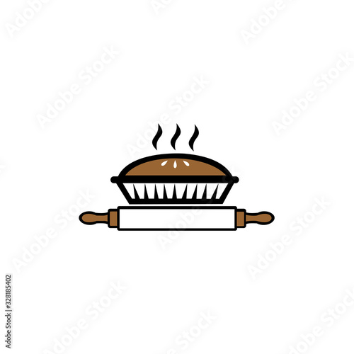 Pie icon, Bakery Label, Baker Logo, Pie Icon, Baking Logo, Retro Apple Pie Logo.