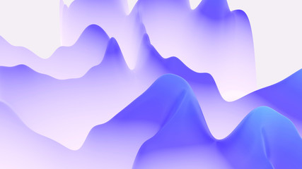 Papier peint photo Pourpre abstract fantastic background, liquid gradient of paint with internal glow forms hills or peaks like landscape in subsurface scattering material, mat color transitions. Blue color  © Green Wind