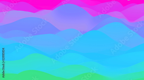 abstract fantastic background, liquid gradient of paint with internal glow forms hills or peaks like landscape in subsurface scattering material, mat color transitions. Green blue purple © Green Wind