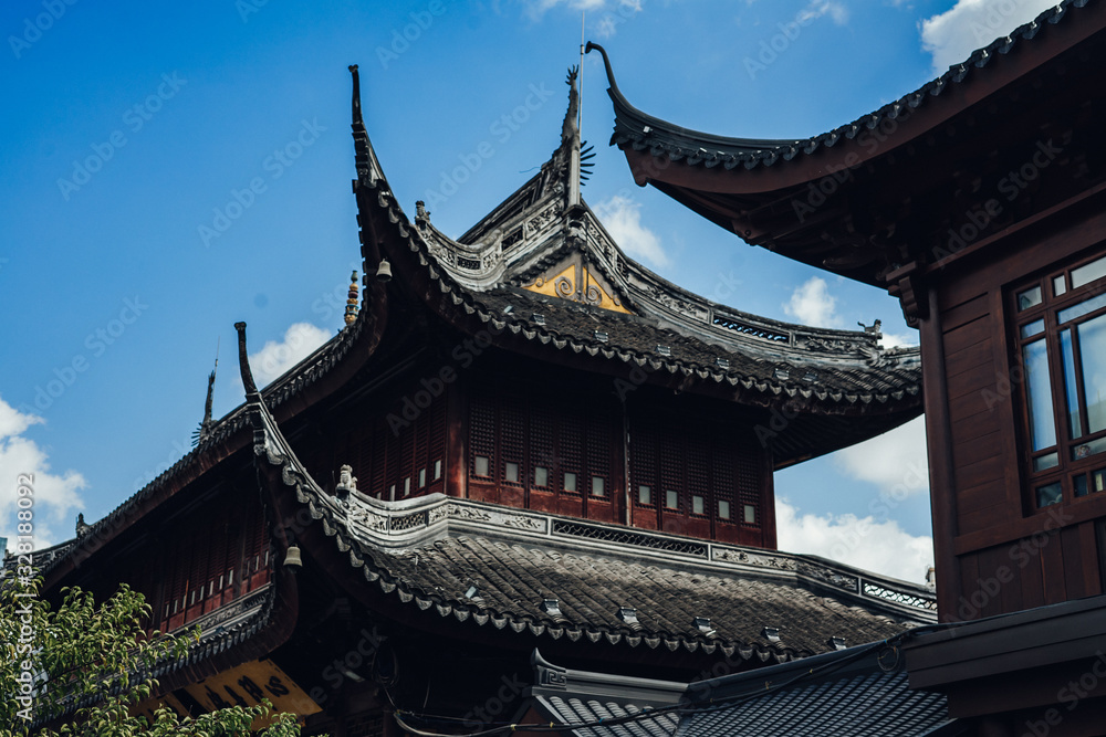 Chinese ancient temple with beautiful traditional architecture