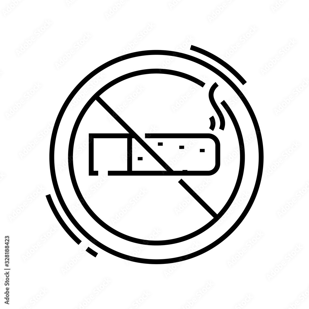 Without smoking line icon, concept sign, outline vector illustration, linear symbol. Without smoking line icon, concept sign, outline vector illustration, linear symbol.