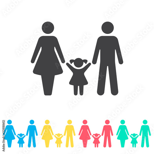 Family multi color icon set. Simple glyph, flat vector of family icons for ui and ux, website or mobile application