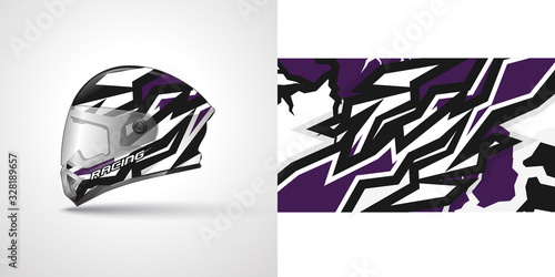 Racing helmet wrap decal and vinyl sticker design illustration.