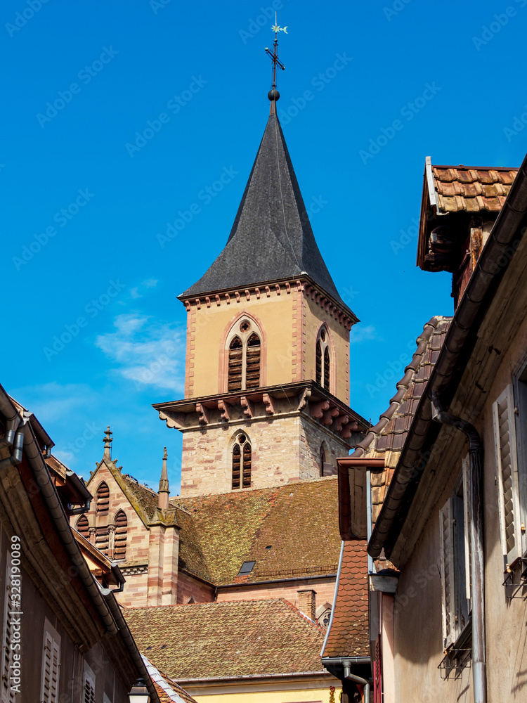 Obraz premium Ribeauville Medieval Church on the Alsace Wine Road