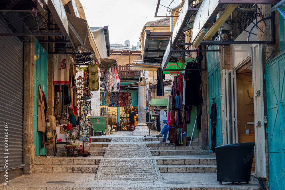 Traditional shops in the streets of Jerusalem