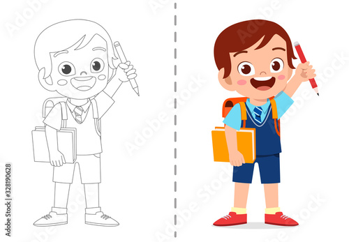 cute cartoon coloring book template for kids