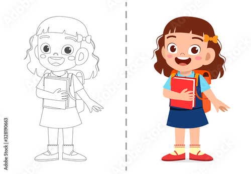 cute cartoon coloring book template for kids