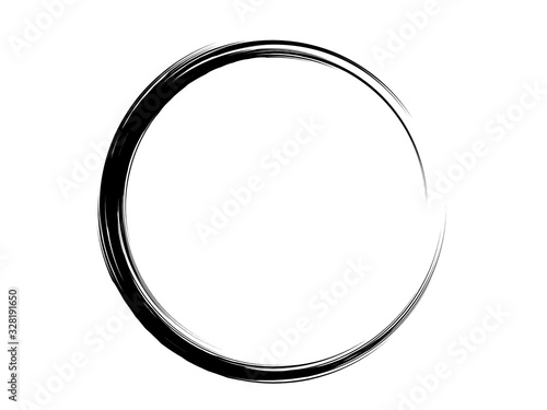 Grunge circle made of black paint.Grunge logo design.Ink oval shape made for marking.