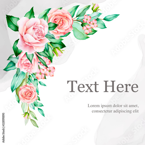 beautiful watercolor floral wedding invitation card template © lukasdedi