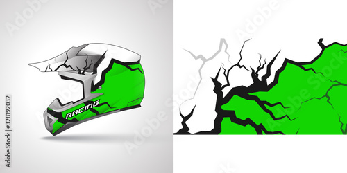 Racing helmet wrap decal and vinyl sticker design illustration.