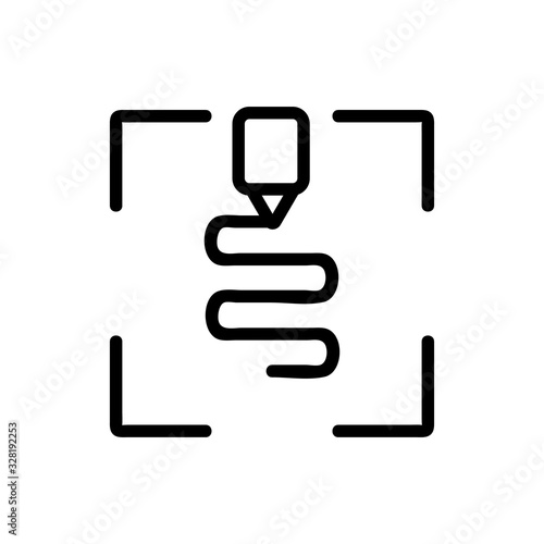 3D print printer icon vector. Thin line sign. Isolated contour symbol illustration