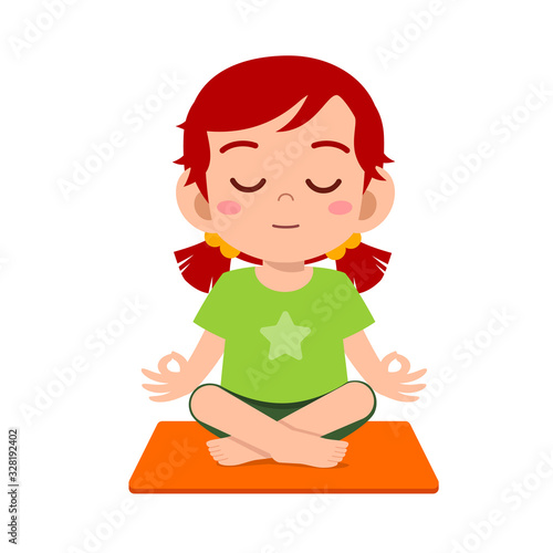 happy cute little kid girl practice yoga