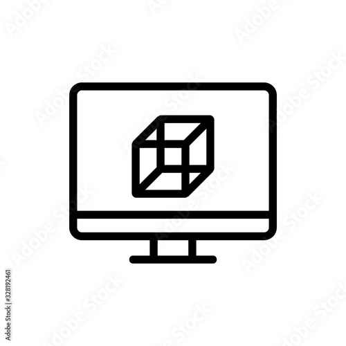 3D print printer icon vector. Thin line sign. Isolated contour symbol illustration
