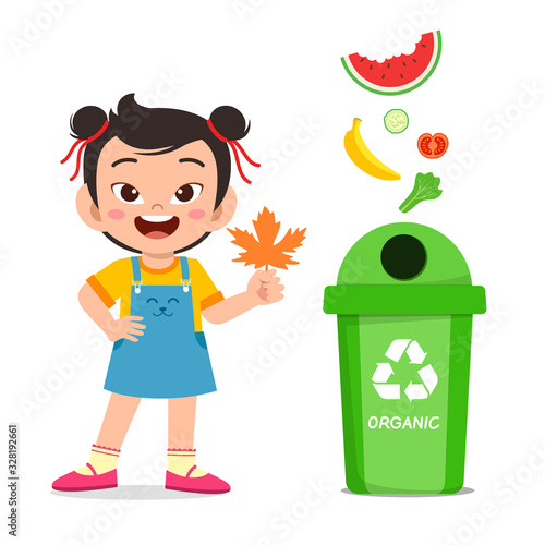 happy cute little kid boy throw trash