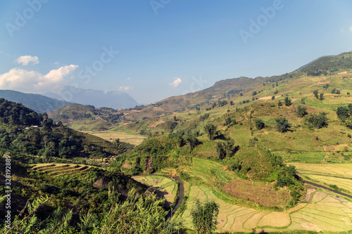 Mountain rice terrace Aerial View
