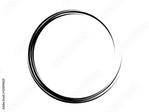 Grunge ink circle made of black paint.Grunge logo made with art brush.