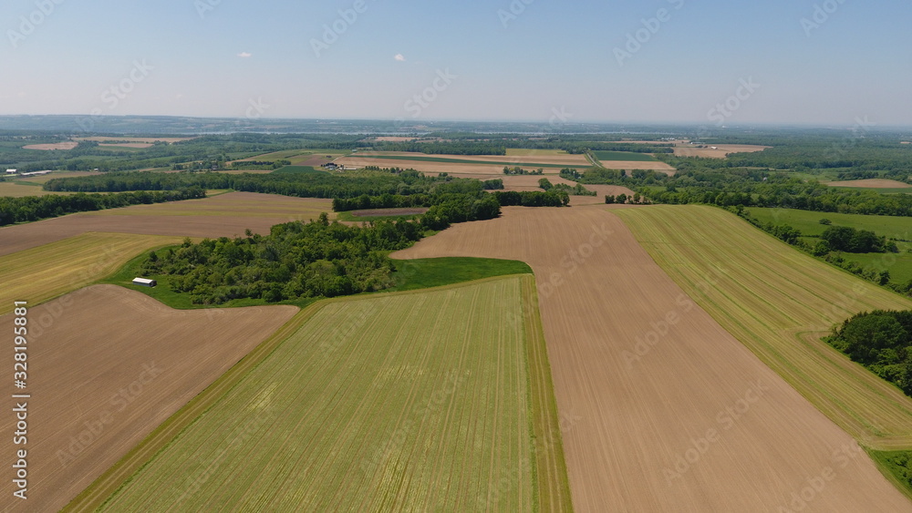 Aerial view of farmland in the Finger Lakes