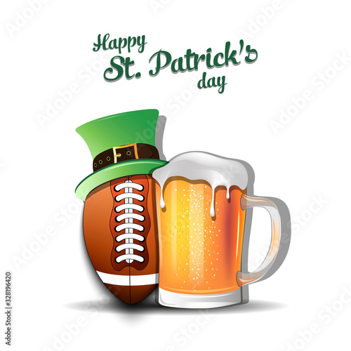 Happy St. Patricks day and football ball