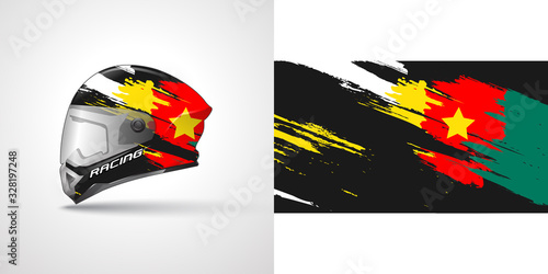 Racing helmet wrap decal and vinyl sticker design illustration.