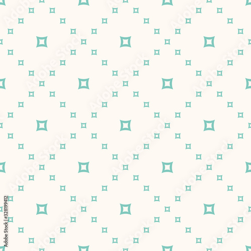 Retro vector geometric texture. Abstract seamless pattern with small perforated squares. Vintage ornament in turquoise and beige colors. Minimalist background. Elegant repeat design for prints, decor