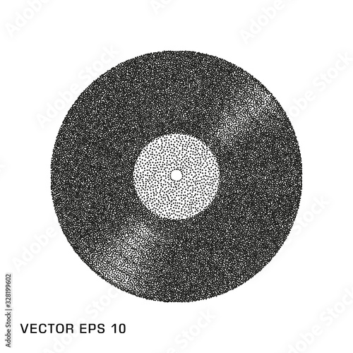 Vinyl music abstract plate, retro, template. The Effect Of Noise. Vector illustration on an isolated light background.
