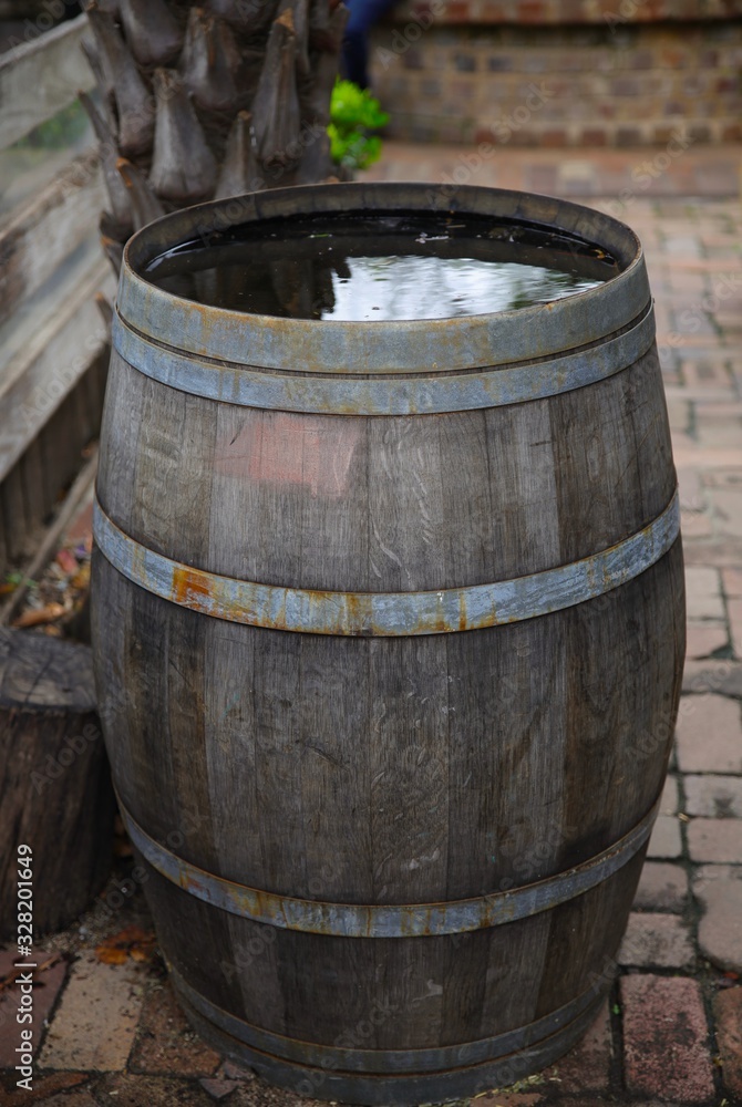 Rustic old wine barrel used as decoration in a Sydney NSW Australia Park Rustic old wine barrel used as decoration in a Sydney NSW Australia Park