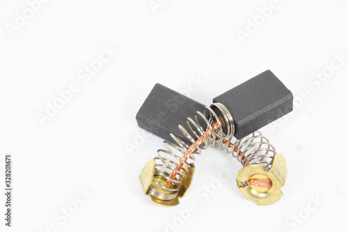 carbon brushes power tools on white background