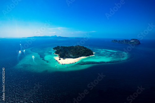 View from above, stunning aerial view of Koh phai with the beautiful beach