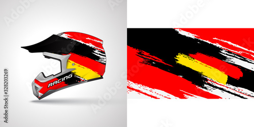 Racing helmet wrap decal and vinyl sticker design illustration.