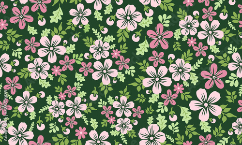 Unique leaf and flower pattern background for Botanical, with leaf and flower drawing.