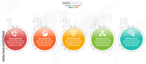 5 Steps timeline infographic design vector and icons can be used for workflow layout, diagram, report, web design. Business concept with options, steps or processes.