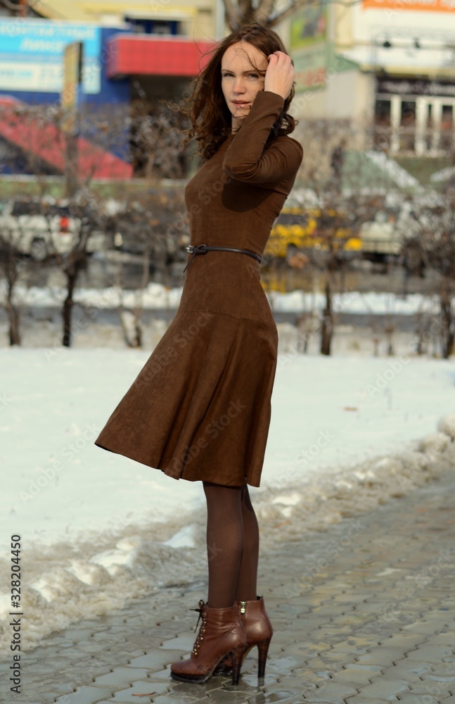 young woman walking on the street young woman walking on the street