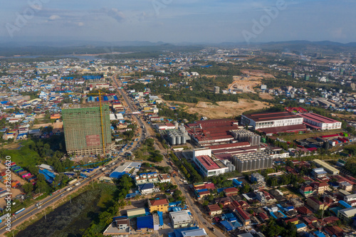 Fototapeta Naklejka Na Ścianę i Meble -  Cambodia aerial view of Preah Sihanouk under development 