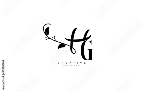 Letter HG Logotype Linked Simple Monogram Flourishes Black White Color