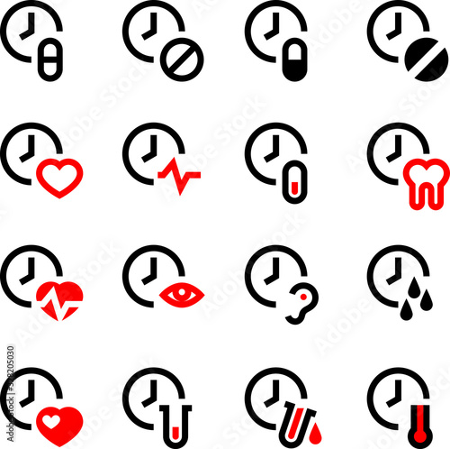 Time Clock Medical Heart, Eye, Ear Icon