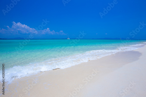 Beautiful summer beach with clear water and blue sky in south of thailand