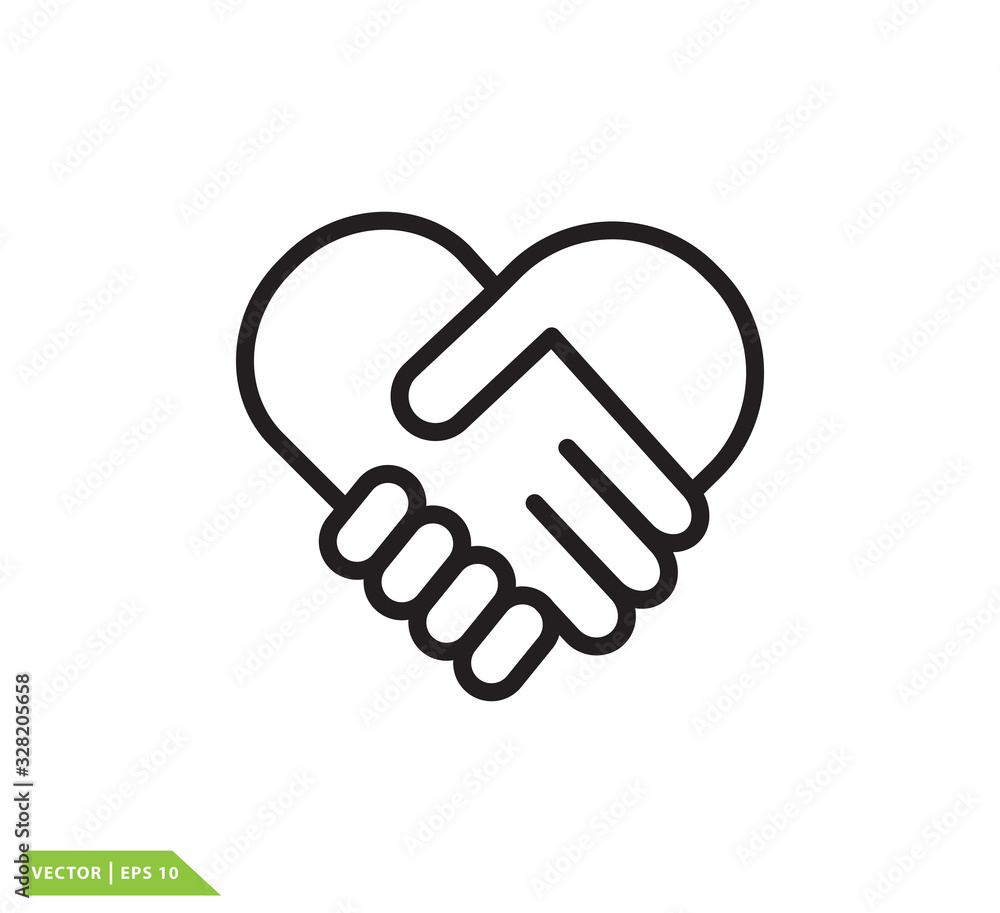 Hand shake and love icon vector logo design template Hand shake and love icon vector logo design template