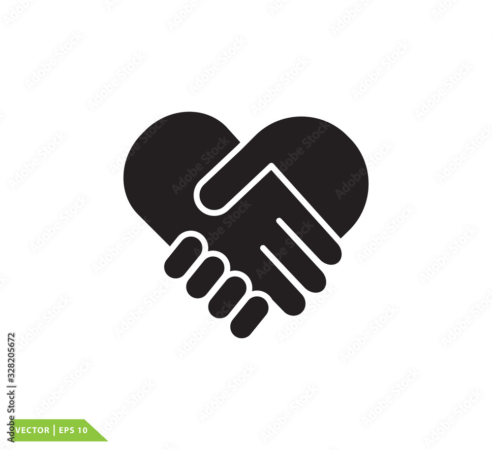 Hand shake and love icon vector logo design template Hand shake and love icon vector logo design template