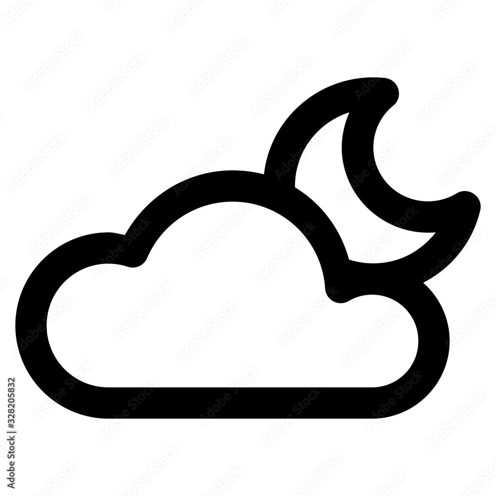cloudy night icon with outline style. Suitable for website design, logo, app and ui. cloudy night icon with outline style. Suitable for website design, logo, app and ui.