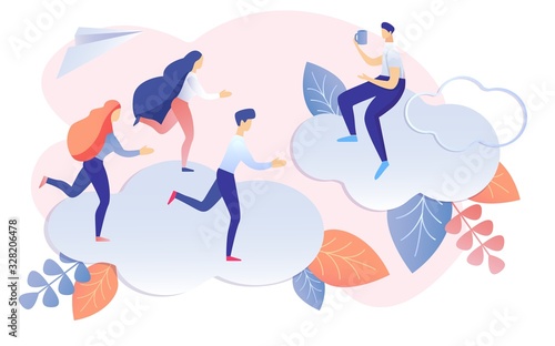 Cartoon People Run in Haste, Man Holding Mug Drink Coffee Vector Illustration. Deadline Pressure Office Worker Stress. Work Break Pause Procrastination. Planning Productivity Problem