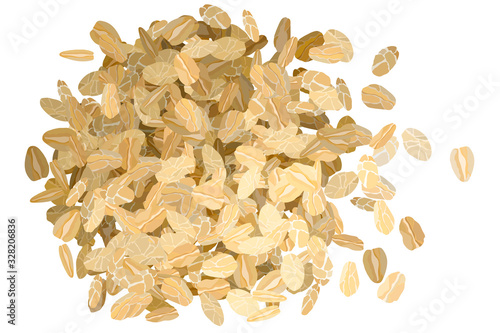 Rolled oats pile on white background vector illustration