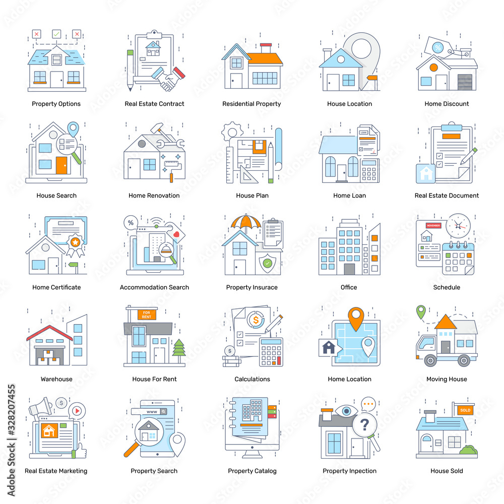 Real Estate Line Icons Pack Real Estate Line Icons Pack