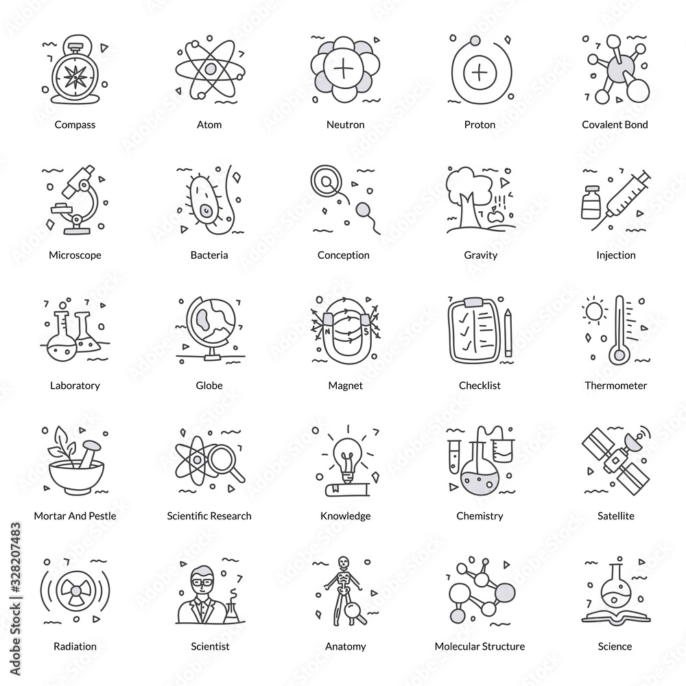  Pack Of Science Doodle Icons 
