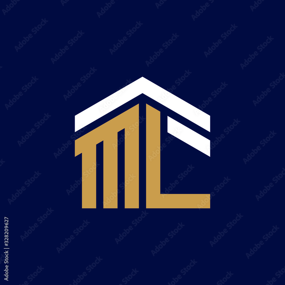 Initial Letters ML House Logo Design Initial Letters ML House Logo Design