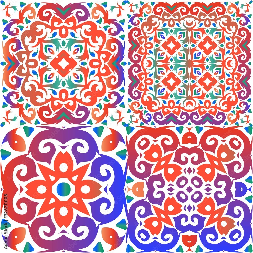 Fototapeta premium Antique talavera tiles patchworks.