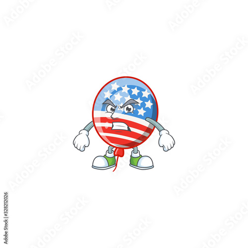 cartoon character of USA stripes balloon with angry face