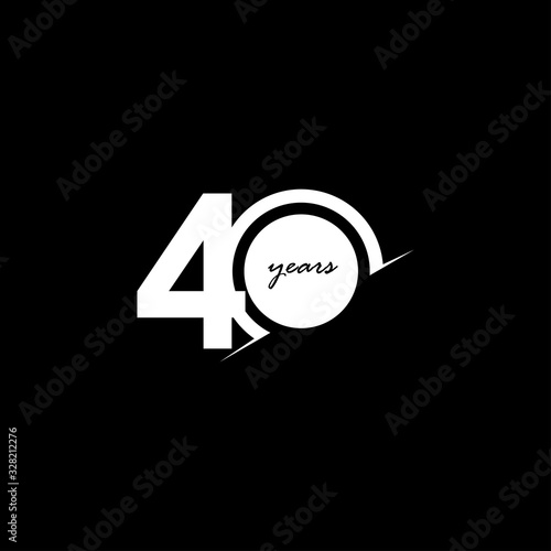 40 Years Anniversary Celebration Number White and Black Vector Template Design Illustration