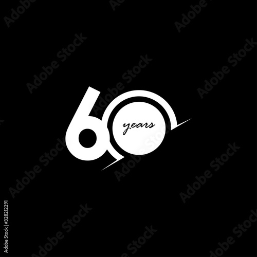 60 Years Anniversary Celebration Number White and Black Vector Template Design Illustration