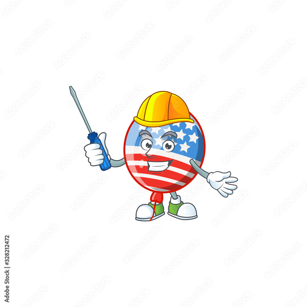 Smart automotive USA stripes balloon in cartoon character style Smart automotive USA stripes balloon in cartoon character style
