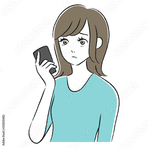 スマホ　かなしい　女性